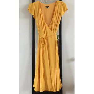 Ann Taylor Marigold Yellow Midi Wrap Dress